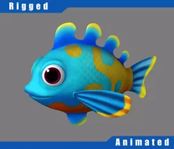 Cartoon Fish02  Rigged Animated 3D model