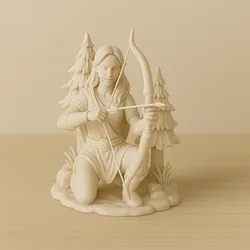 Elf Archer in Forest Scene - Fantasy STL Miniature for RPG, Dioramas and Collectibles