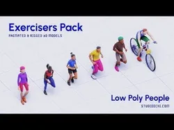 Exercising People - Animated and Rigged Low-poly 3D model
