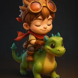 Fantasy Kid Rider on Dragon
