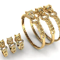 Leopard or Panther bracelet and ring set