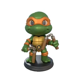Michelangelo Chibi - 3D Cartoon Figure (TMNT Fan Art)