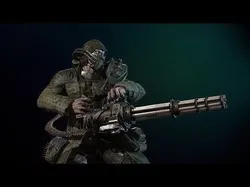 mutant with a machine gun Low-poly 3D model
