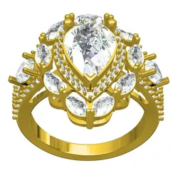 Pear Stone Marquise Halo Vintage Engagement Ring