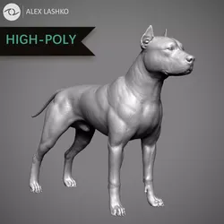 Pitbull High-Poly pit bull dog 3D print model