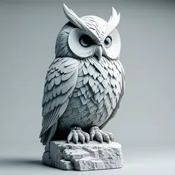 Stylized Owl Sculpture 3D Model Low-poly 3D model