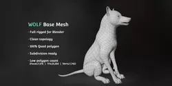 Wolf Base Mesh Low-poly 3D model