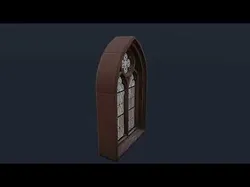 Low Poly Stylized Gothic Cathedral Wooden Window - PBR Low-poly 3D model
