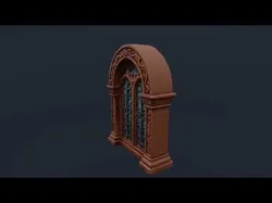 Low Poly Stylized Ornate Church Wooden Window - PBR Low-poly 3D model