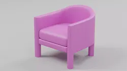 Modern Curved Barrel Accent Chair with Wooden Legs - Sampe File 3D model