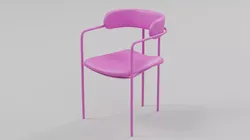 Modern Metal Frame Dining Chair with Backrest - Sample File 3D model
