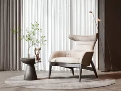 Modern Minimalist Reading Corner with High-Back Accent Chair 3D model