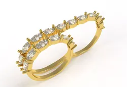 Oval Diamond Dual Finger Ring 3D print model