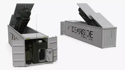 40ft Container with Ballistic Missile Launcher 3D model