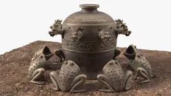 Ancient Chinese Seismograph on Ground 3D model
