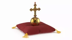 Antique Globus Cruciger on Velvet Cushion 3D model