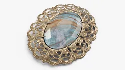 Antique Gold Brooch with Onyx Stone 3D model