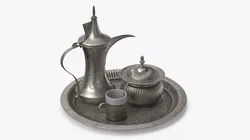 Antique Silver Arabic Coffee Serving Set 3D model