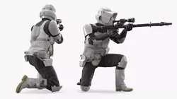 Battle-Worn Star Wars Trooper in Fire Position 3D model
