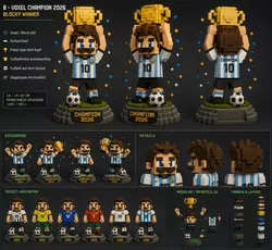 BLOCKY CHAMPION 2026 Voxel Football Hero 3D print model