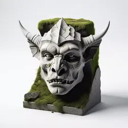 Broken Stone Gargoyle Head 3D Model 3D model