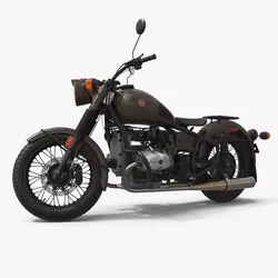 Brown Motorcycle Ural M70 Rigged for Cinema 4D 3D model