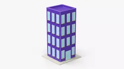 Cartoon Apartment Building Violet Low-poly 3D model