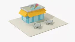 Cartoon Cafe Building Low-poly 3D model