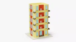 Cartoon Residential House Yellow 3D model