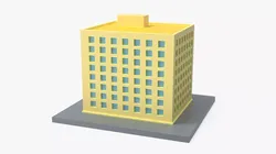 Cartoon Style Living Block Yellow Low-poly 3D model