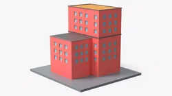 Cartoon Urban Living Complex Stepped Design Low-poly 3D model