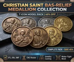 Christian Saint Bas Relief Medallions  CNC and Jewelry Casting 3D Model Pack