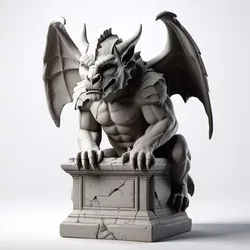 Damaged Stone Gargoyle Statue 3D Model 3D model