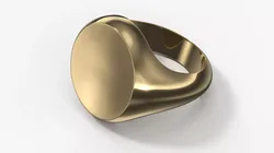 Flat Top Crest Ring Gold 3D model