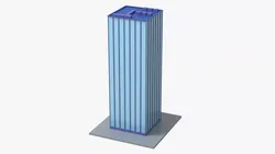 Glass Facade Skyscraper Low Poly Blue Low-poly 3D model