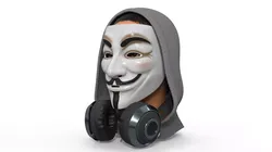 Hacker Head Wearing Anonymous Mask 3D model