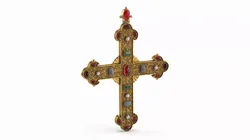 Liturgical Bishop Cross Gold 3D model