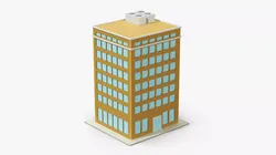 Low Poly Apartment Building Brown Low-poly 3D model