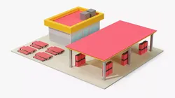 Low Poly Cartoon Gas Station 3D model