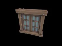 Low Poly Stylized Medieval Wooden Window Low-poly 3D model
