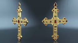 Medieval Ecclesiastical Cross Gold 3D model