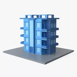 Midrise Apartment Building Low Poly 3D model