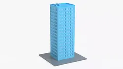 Minimalist Cartoon Skyscraper Low Poly Blue Low-poly 3D model