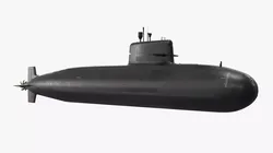 Modern Diesel-Electric Submarine Black Rigged 3D model