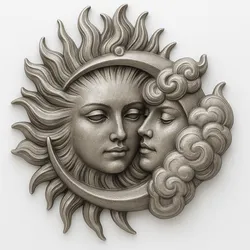 Moon and sun faces