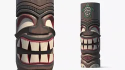 Natural Wood Tiki Idol Statue 3D model