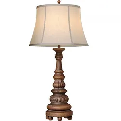 Nightstand Table lamp Aged classic style rustic wooden base 3D model