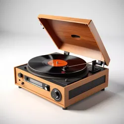 Retro Record Player Wood Veneer 3D model