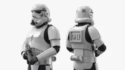 Star Wars Imperial Stormtrooper Holding Blaster Dirty Armor 3D model