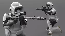 Star Wars Scout Trooper Armor in Firing Pose with DLT-19X 3D model